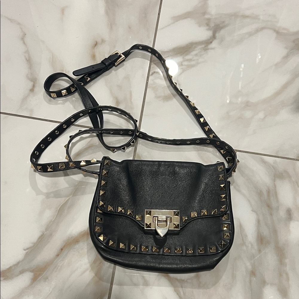 Valentino Black Studded Crossbody Bag